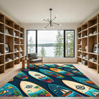 Tropical Surf Nautical Ocean Art Rug