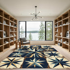 Vintage Navy and Cream Nautical Star Rug
