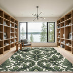 Elegant Forest Green Acanthus Scroll Rug