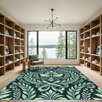 Seafoam Green Laurel Berry Emblem Rug