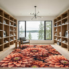 Coral Dahlia Floral Burst Rug