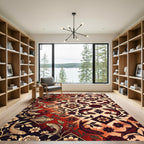 Crimson Gold Koi Floral Medallions Rug