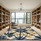 Dark Tan Leaf Radial Burst Rug