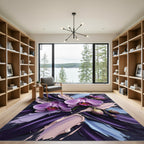 Purple Orchid Abstract Oil Paint Brushstroke Rug