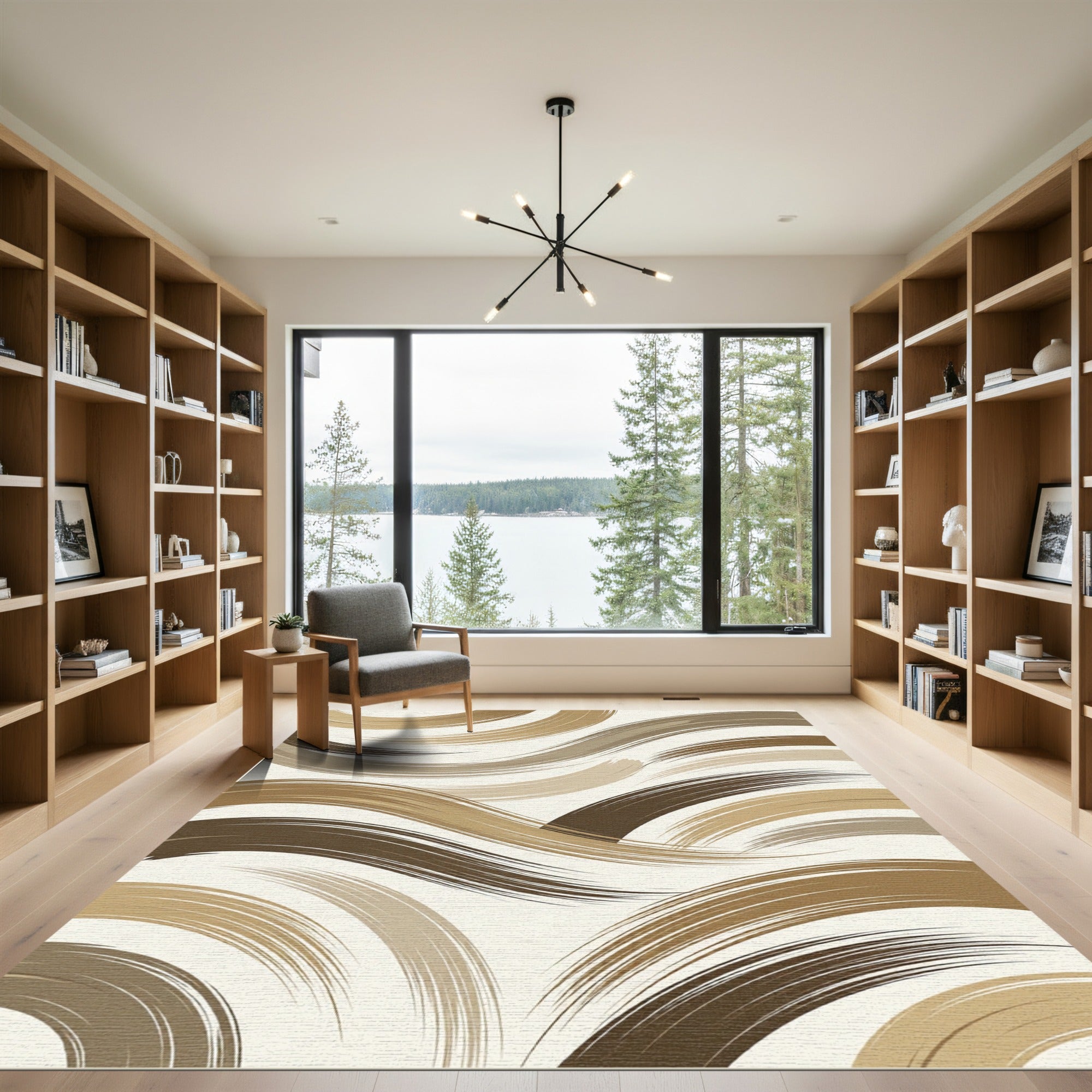 Contemporary Earth Tone Abstract Swirl Rug
