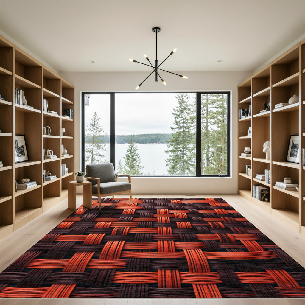 Woven Orange Brown Textile Texture Rug