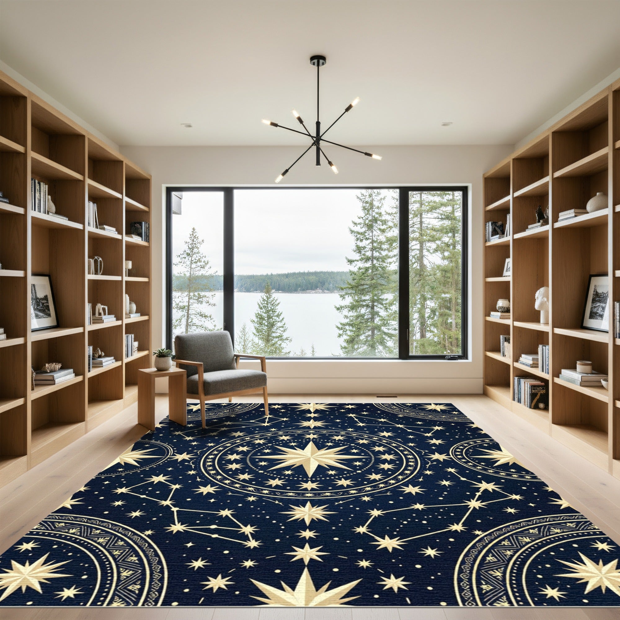 Celestial Navy Golden Constellation Map Rug