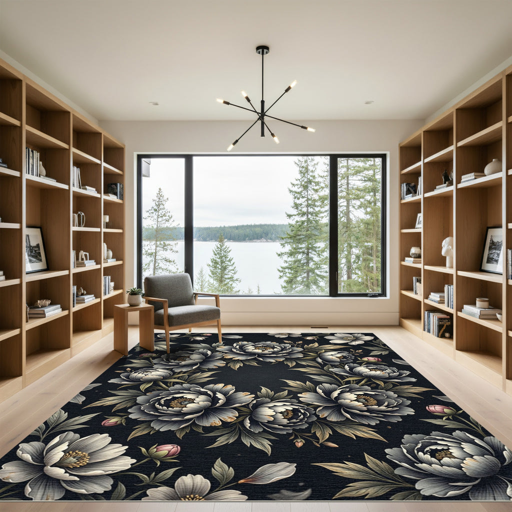 Monochromatic Floral Garland Arrangement Rug