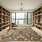 Golden Baroque Floral Swirl Rug