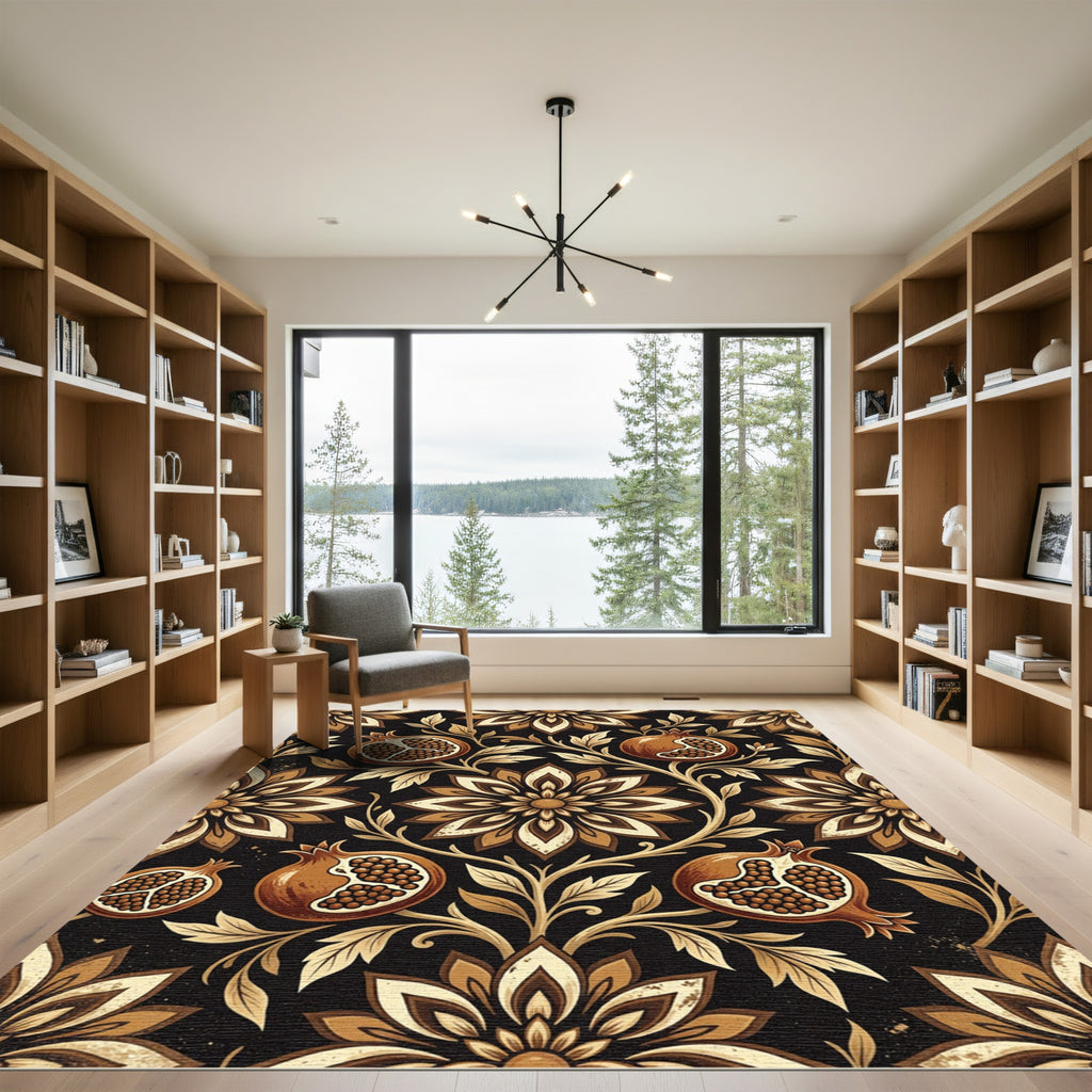 Rich Pomegranate Floral Vine Art Rug