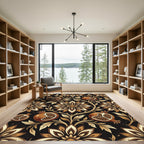 Rich Pomegranate Floral Vine Art Rug