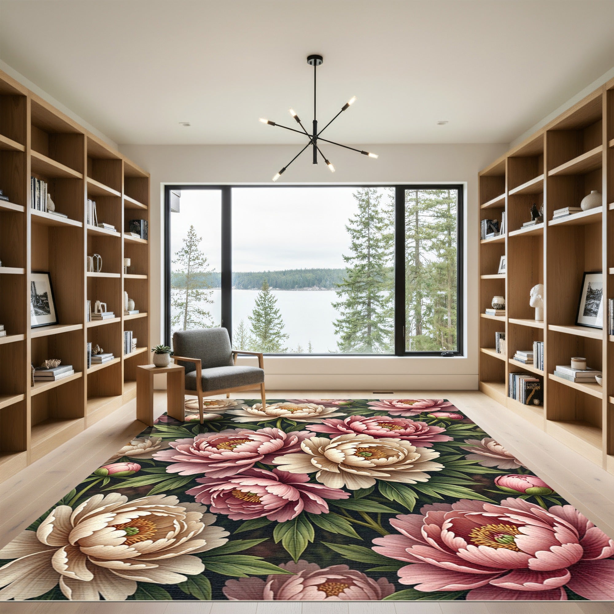 Blushing Peony Botanical Garden Arrangement Rug
