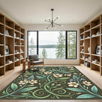 Cream Blossom Vine Scroll Rug