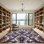 Elegant Amethyst Ornate Scroll Damask Rug