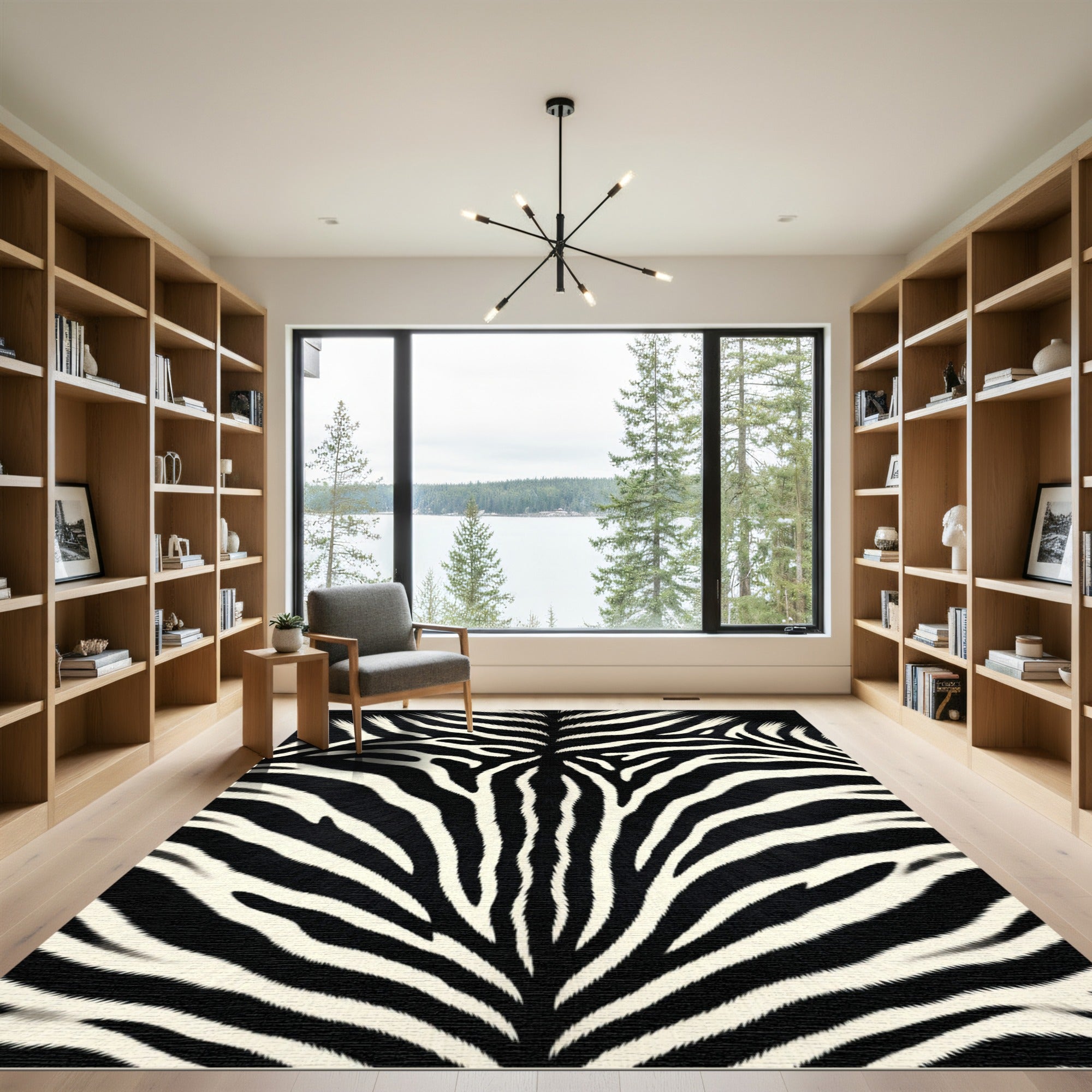Black White Zebra Hide Rug