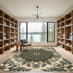 Sage Green Floral Mandala Medallion Rug