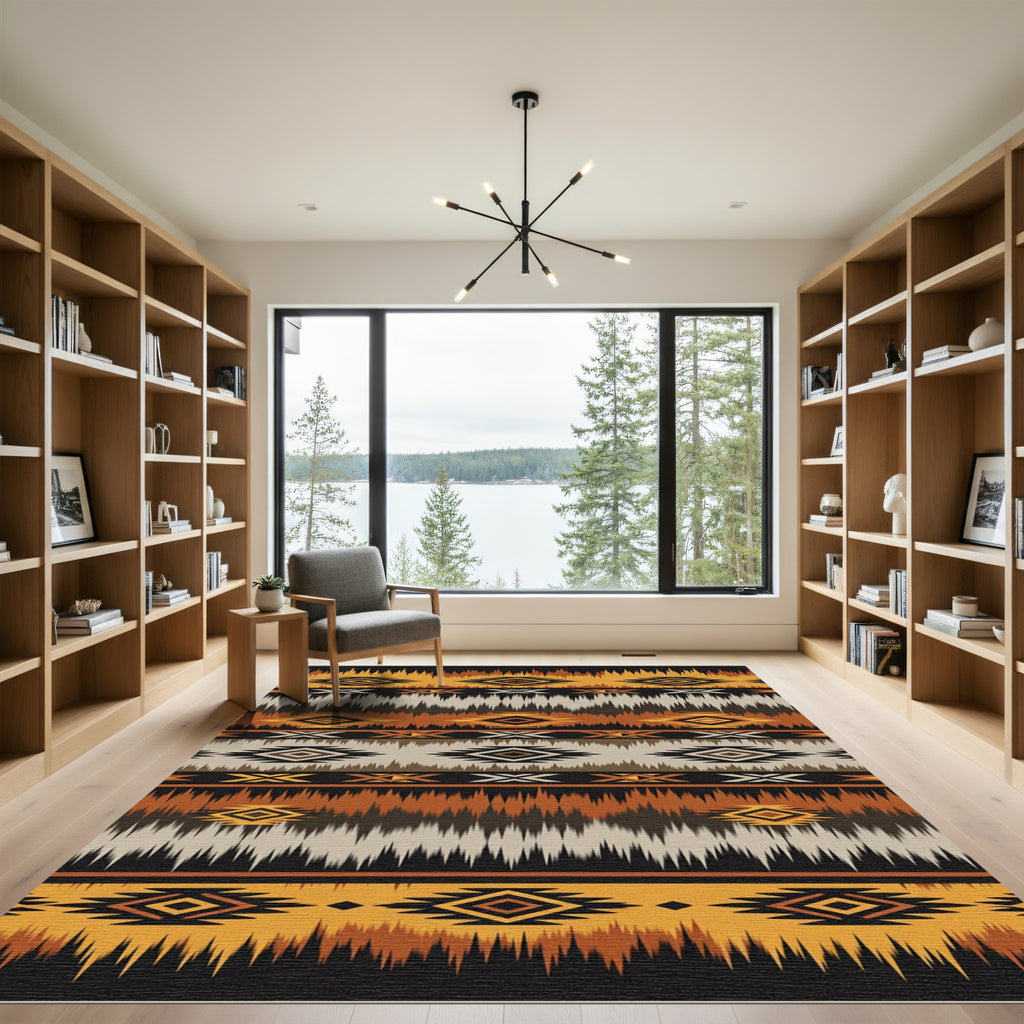 Earthy Southwestern Geometric Diamond Stripe Rug