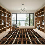 Rustic Wood Weave Grid Rug