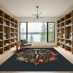Gothic Pomegranate And Chrysanthemum Compass Rug