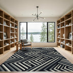 Monochrome Geometric Chevron Zigzag Art Rug
