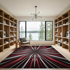 Red Silver Radial Burst Rug