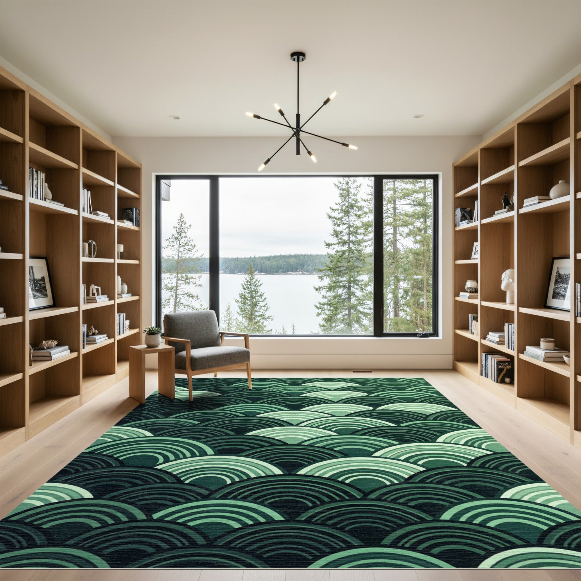 Emerald Green Scallop Overlap Rug