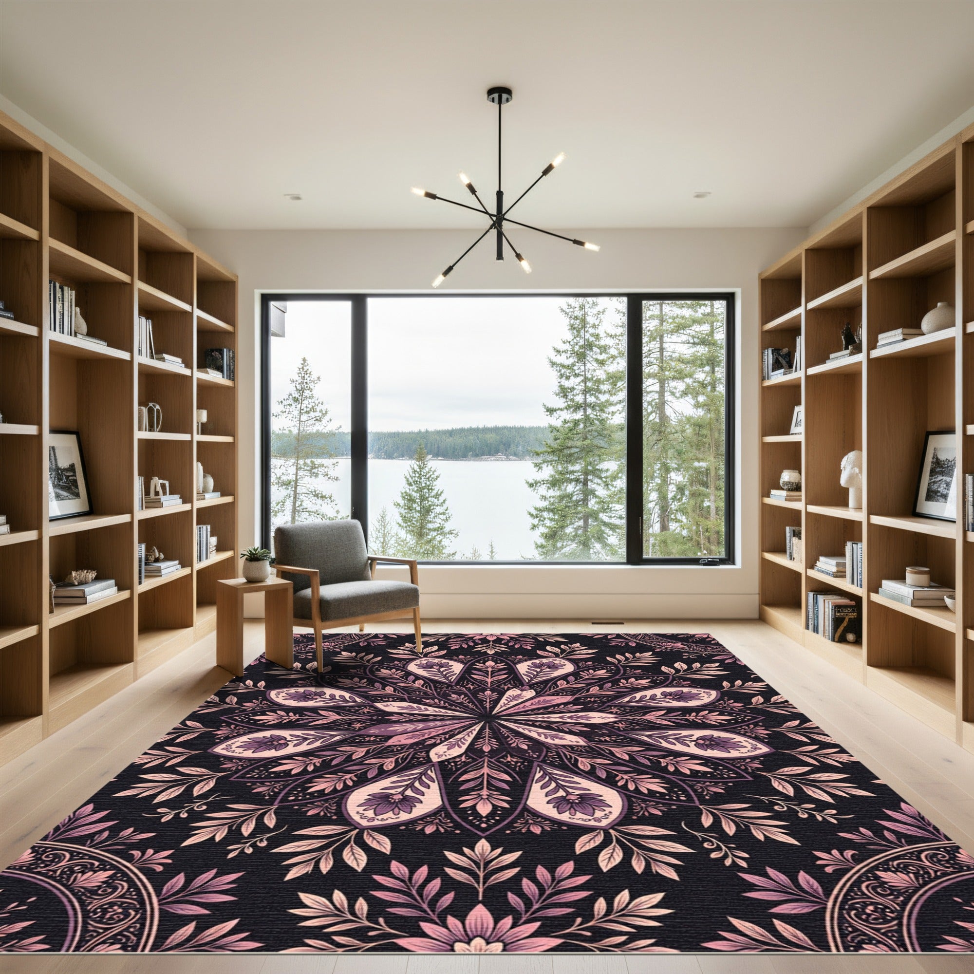 Floral Mandala In Blush And Plum Rug