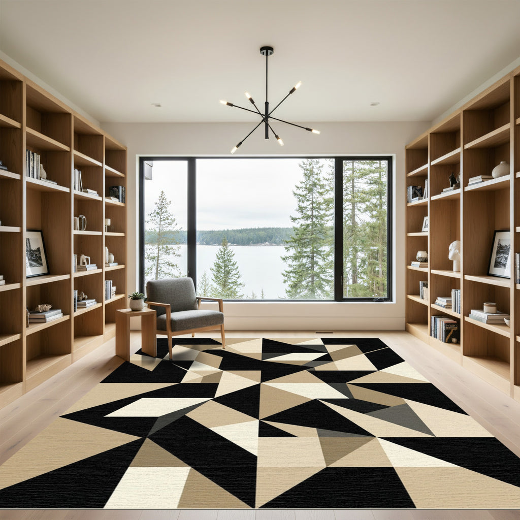 Modern Neutral Geometric Triangles Rug