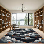 Dramatic Gray Clouds With Orange Splatter Rug