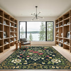 Dark Floral Bouquet Victorian Medallion Rug