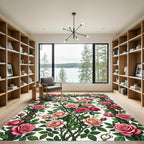 Romantic Pink Rose Trellis Floral Rug