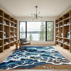 Deep Ocean Blue Crashing Wave Rug