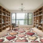 Whimsical Vintage Hearts Pastel Folk Rug