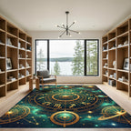 Golden Celestial Zodiac Constellation Sphere Rug