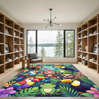 Vibrant Tropical Jungle Animal Forest Rug