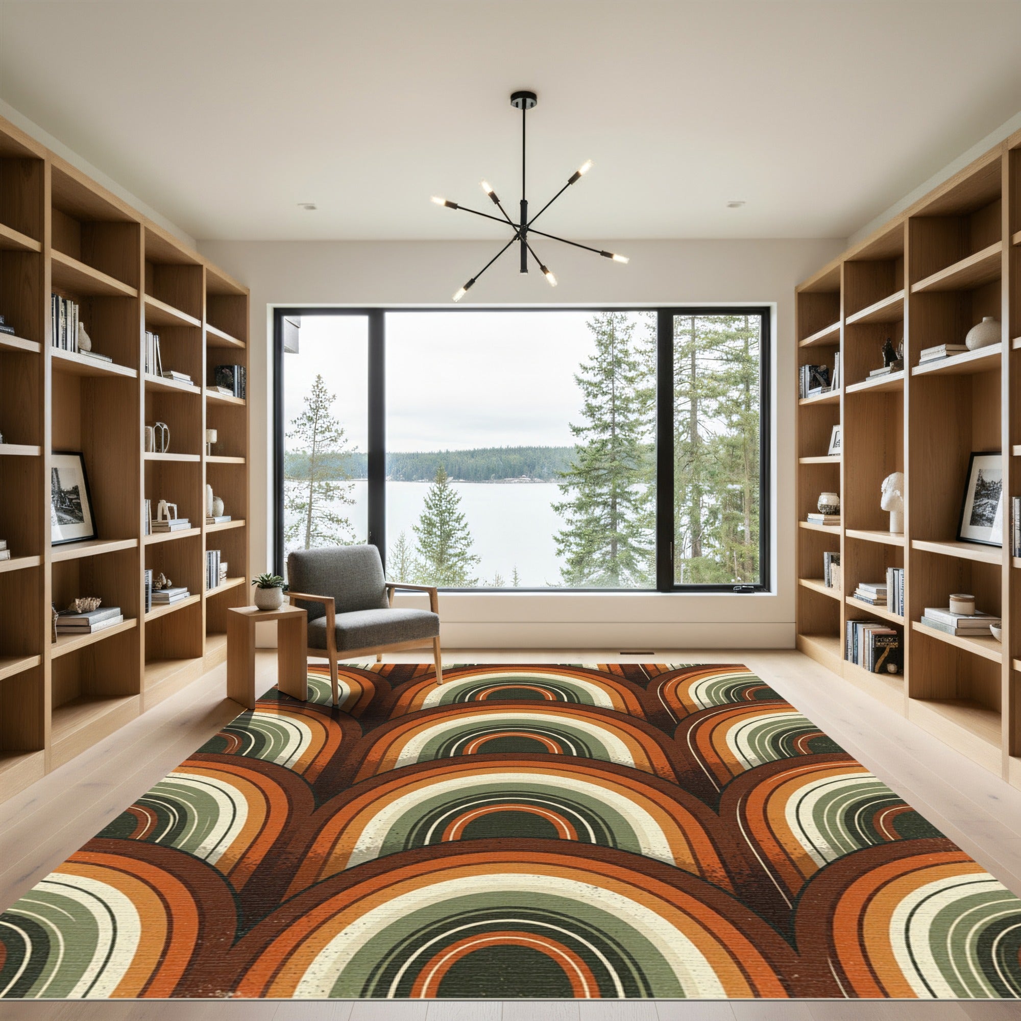 Retro Earthy Tone Arched Rainbow Rug