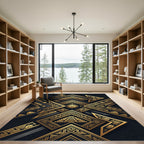 Golden Sun Tribal Pyramid Arrangement Rug