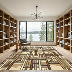 Modern Woven Wood Lattice Earthy Tones Rug