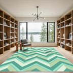Teal Mint Chevron Layered Rug