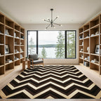 Vintage Sepia Zigzag Chevron Stripe Rug