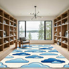 Playful Blue Sky Cloud Seamless Wallpaper Rug