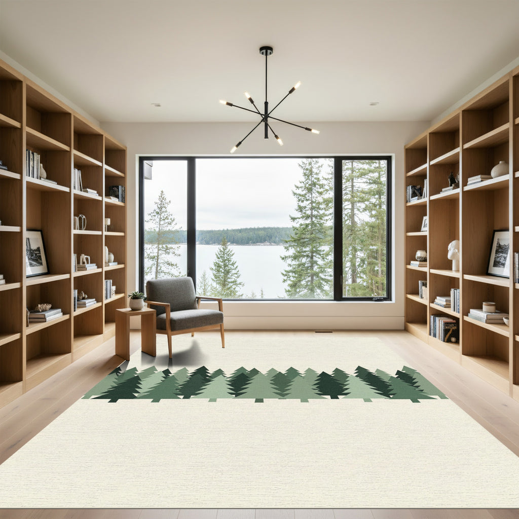 Minimalist Forest Pine Tree Woodland Rug