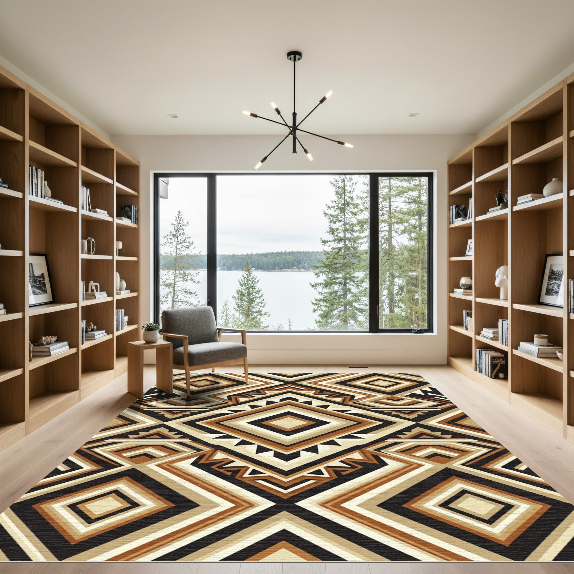 Earthy Geometric Diamond Tribal Art Rug