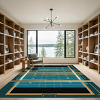 Geometric Teal and Gold Football Field Rug
