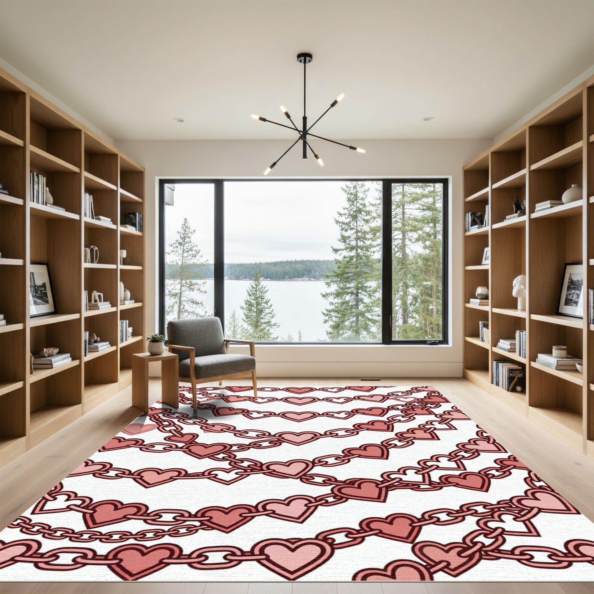 Pink Heart Chain Garlands Rug