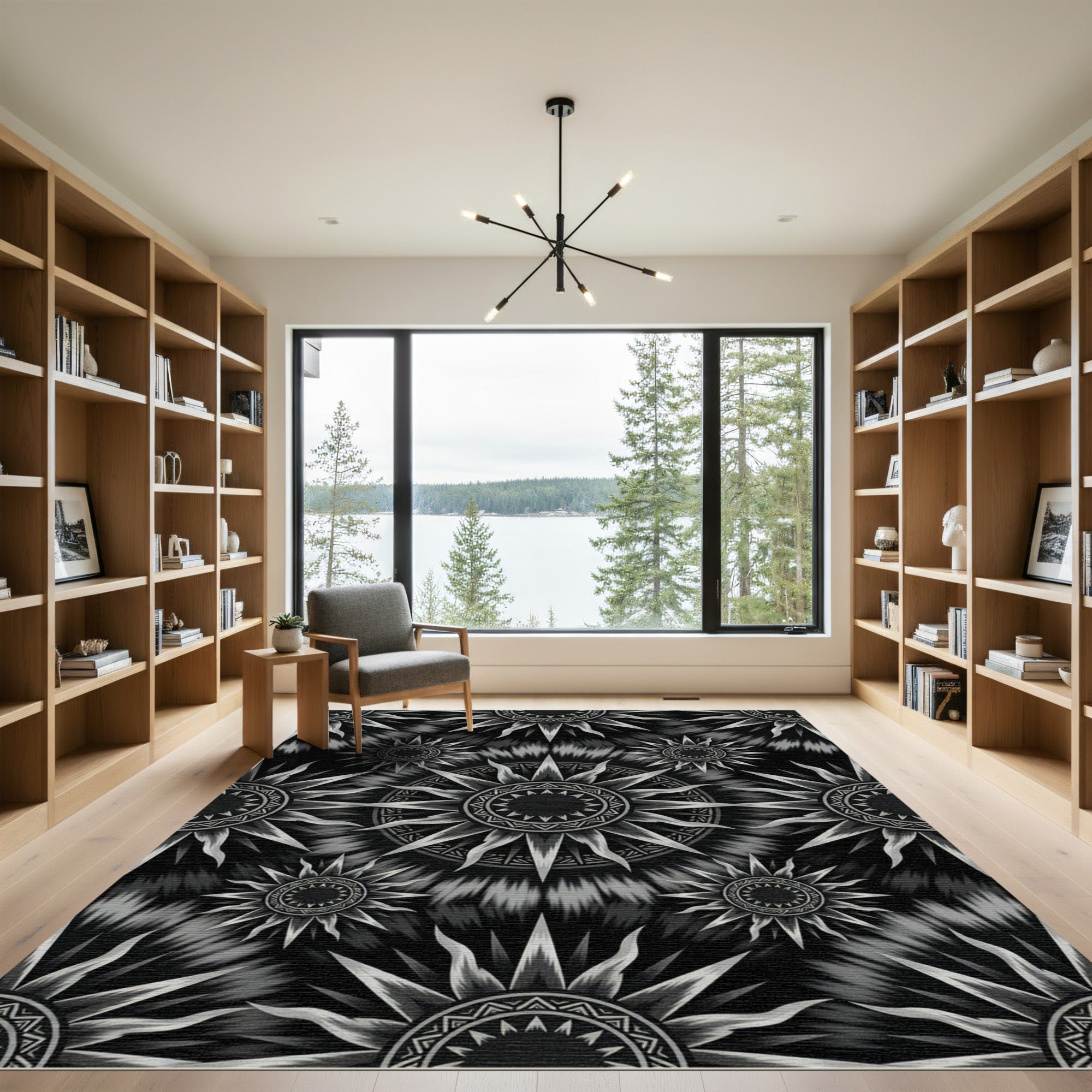 Gray Sunburst Tie Dye Rug
