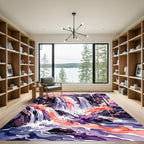 Abstract Watercolor Waterfall Violet Coral Rug