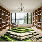 Isometric Sage Green Geometric Staircase Arch Rug
