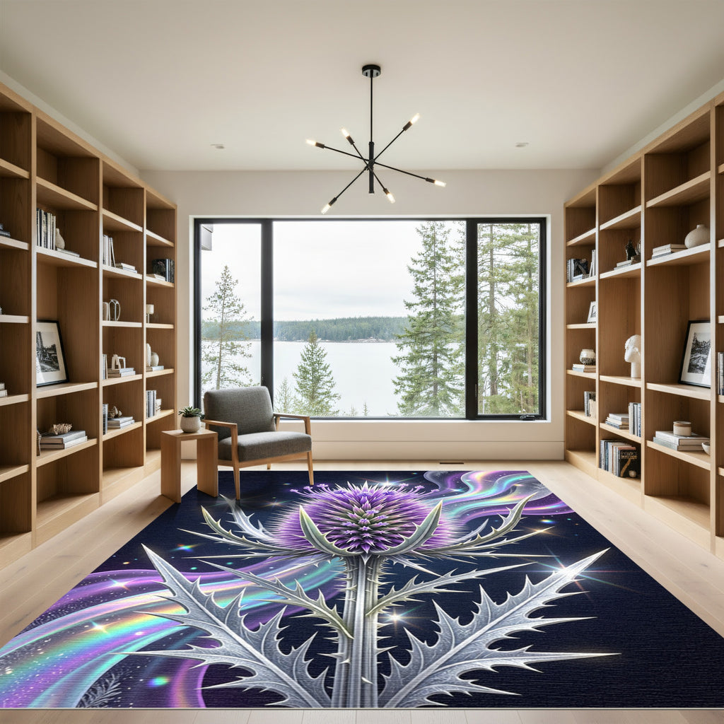 Ethereal Purple Thistle Celestial Glow Rug