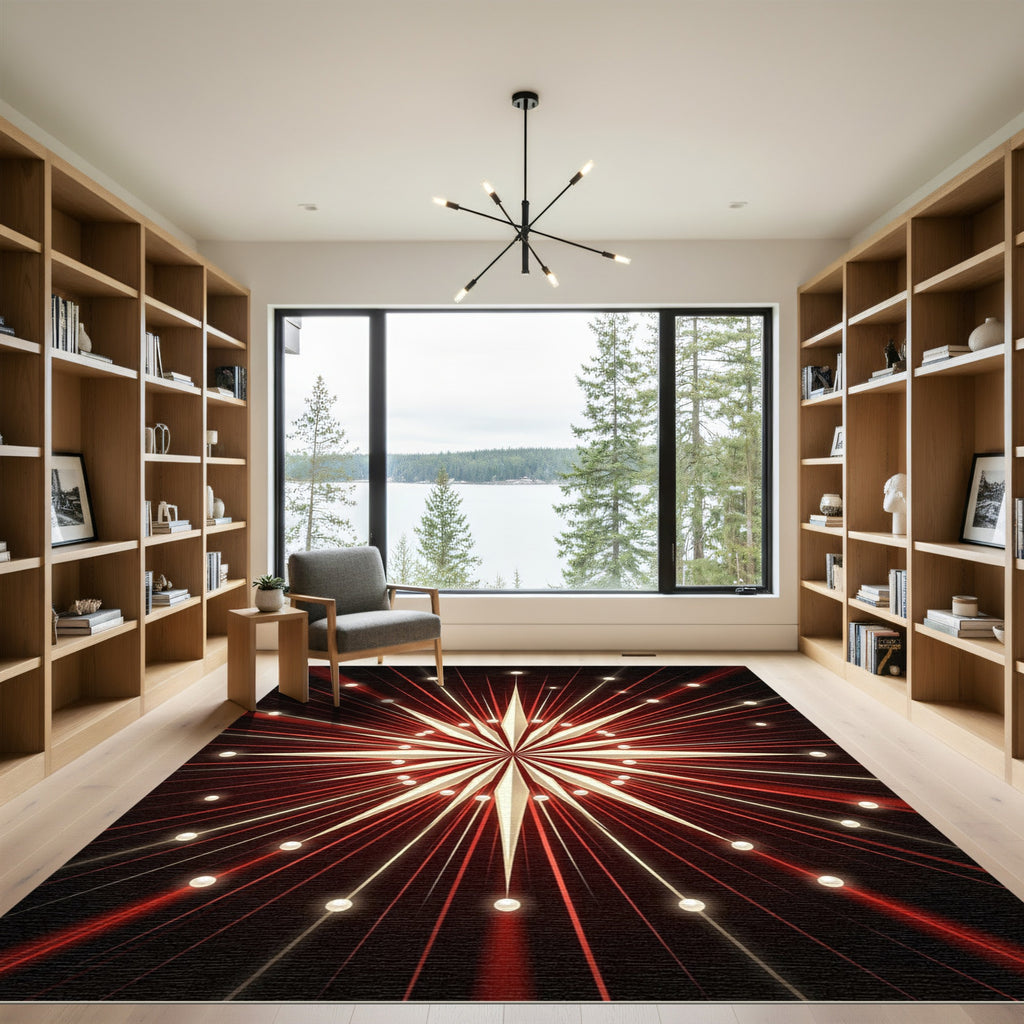 Crimson Gold Starburst Radiant Rug